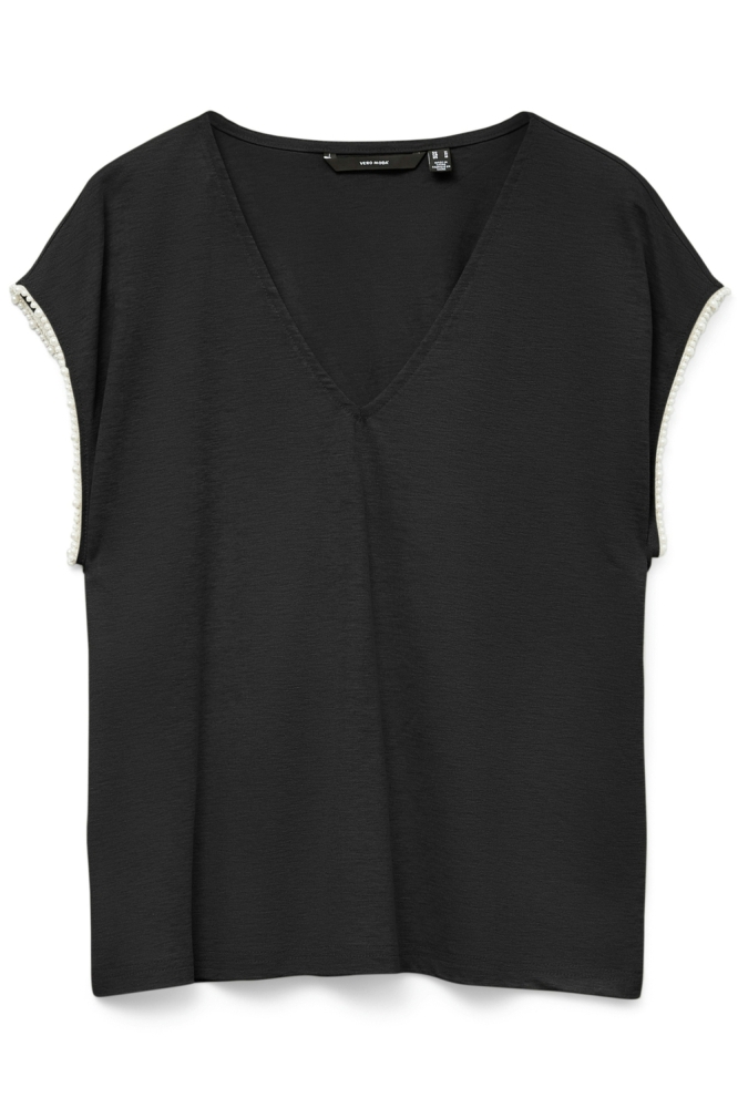 VMVIPS SS AVA V-NECK TOP JRS GA 10327099 BLACK/SOLID